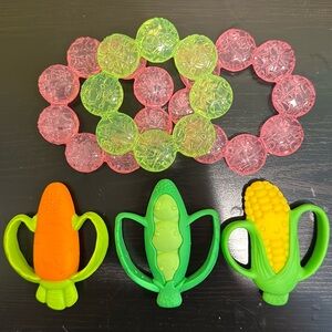 Assorted teether bundle for infants + infant spoon sets + munchkin straw cup